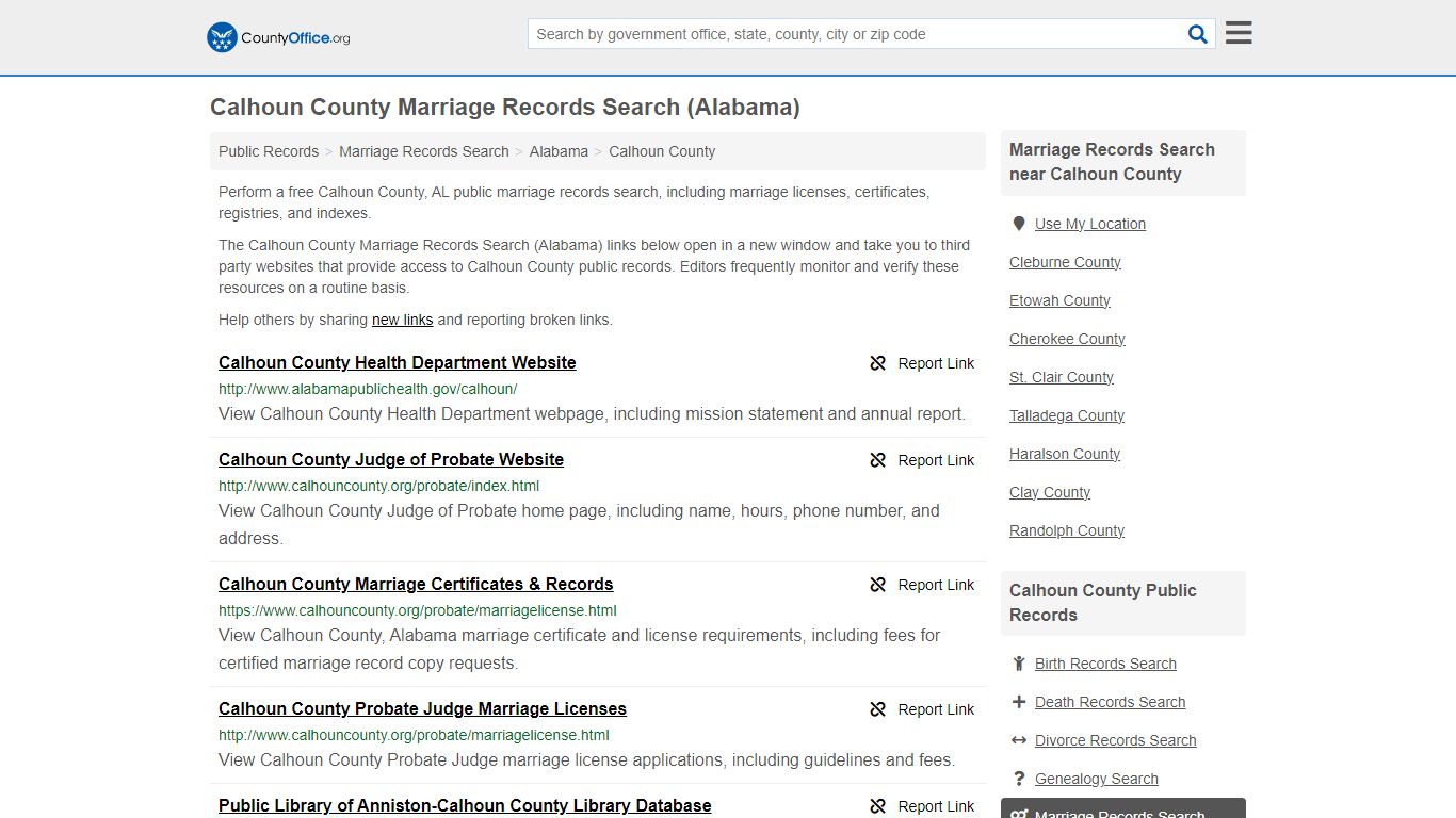 Calhoun County Marriage Records Search (Alabama) - County Office